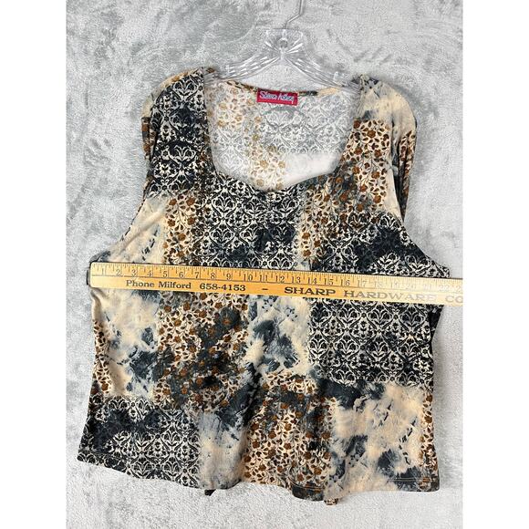 Vintage 90s Y2K Sharon Anthony Moody Floral Top 2X Stretchy Plus Size Fairy - Picture 14 of 15